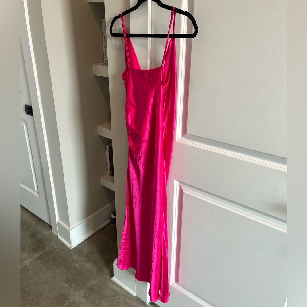 Zara Satin Slip Fuchsia Midi Dress (NWT) - Picture 3 of 4